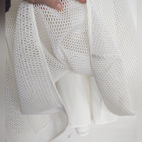 Eloquii White Mesh and Lace Dress Midi Exposed Back Zipper Size 18 - Picture 9 of 12